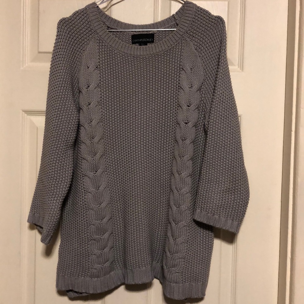Grey Cynthia Rowley Cable Knit Sweater
